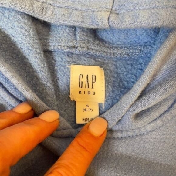 Gap Hooded Sweatshirt with Logo, Blue, Turquoise (Size: 6 Big Girl) - Picture 3 of 7
